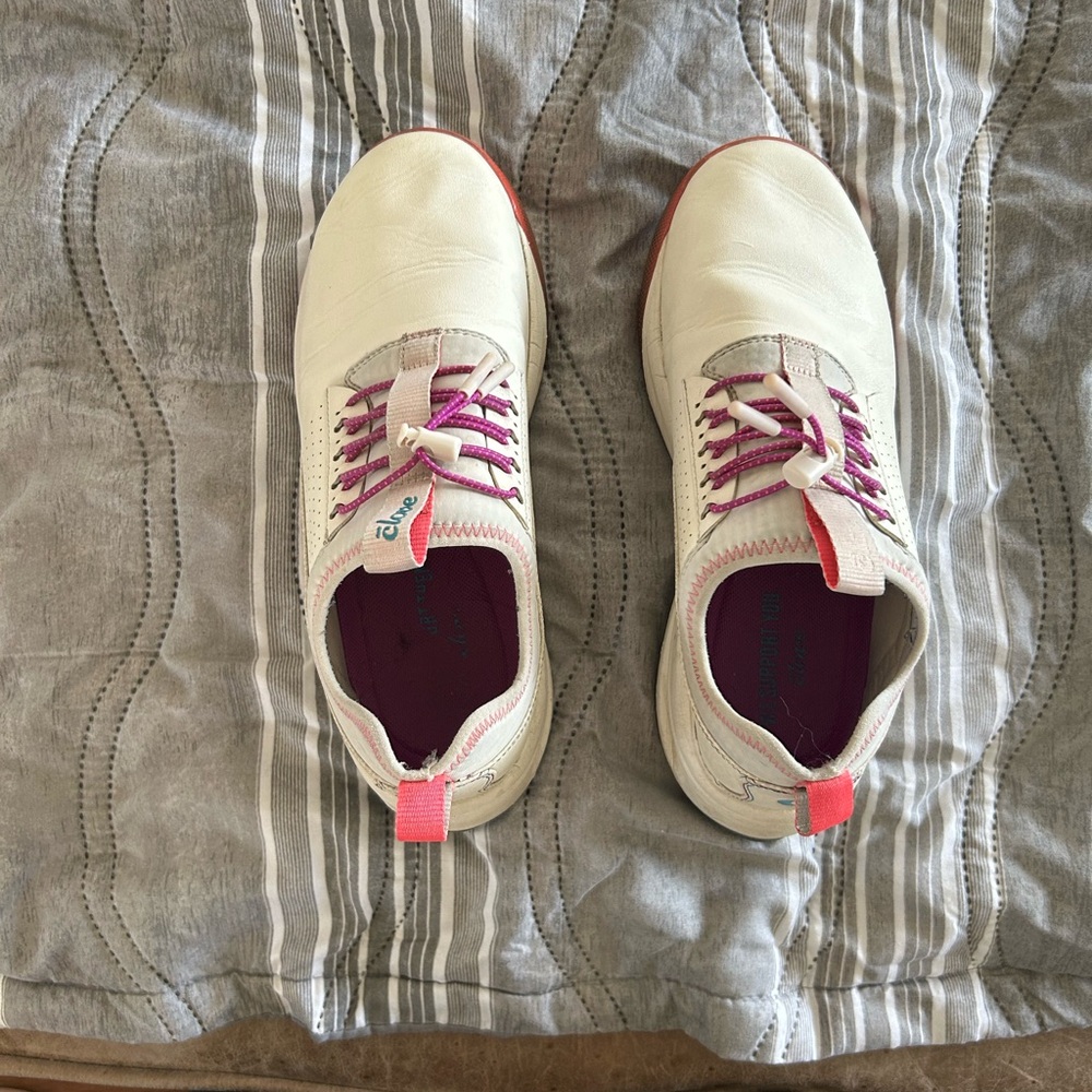 Stylish Women's Cream and Pink Athletic Shoes